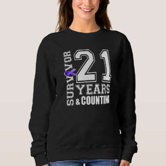 21 Years Survivor I Wear Purple Ribbon Alzheimer's Sweatshirt