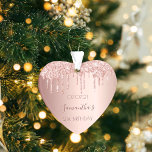 21st 21 birthday party decor rose gold glitter ornament<br><div class="desc">An ornament for a girly and glamorous 21st birthday. A faux rose gold background with an elegant faux rose gold glitter drips, paint drip look. The text: The name is written in dark rose gold with a large modern hand lettered style script. Tempate for a date and age 21. Perfect...</div>
