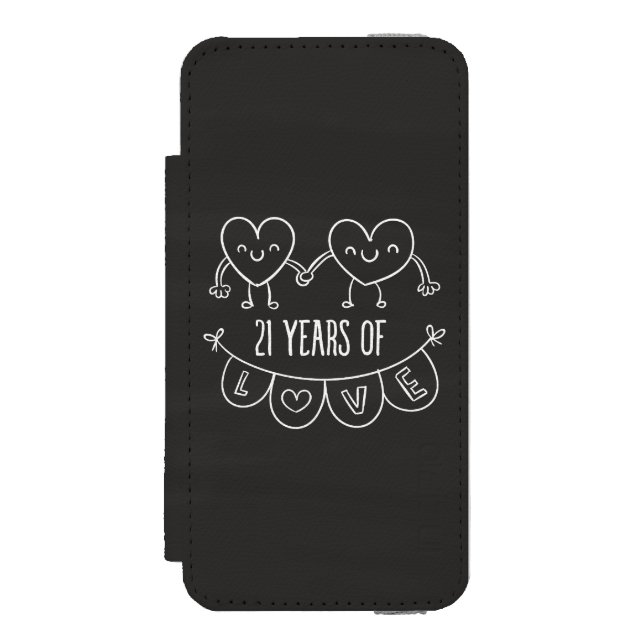 21st Anniversary Gift Chalk Hearts Incipio iPhone Wallet Case (Folio Front)