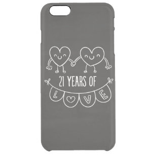 21st Anniversary Gift Chalk Hearts Clear iPhone 6 Plus Case