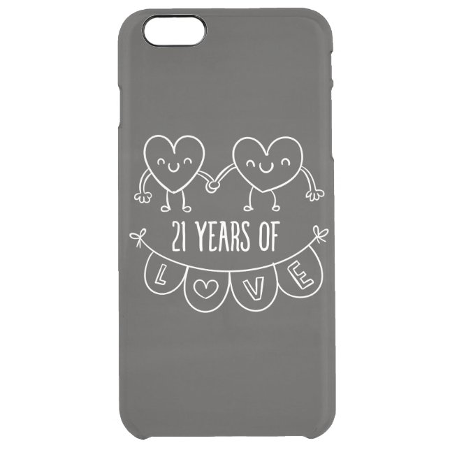 21st Anniversary Gift Chalk Hearts Uncommon iPhone Case (Back)