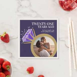21st anniversary party Iolite purple ring photo Napkins