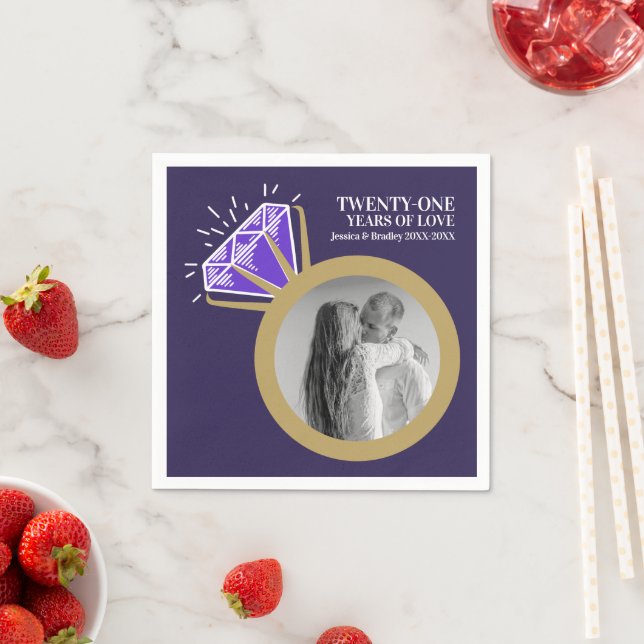 21st anniversary party Iolite purple ring photo  Napkins (Insitu)