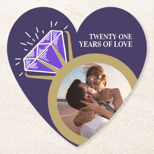 21st anniversary party Iolite purple ring photo Paper Coaster