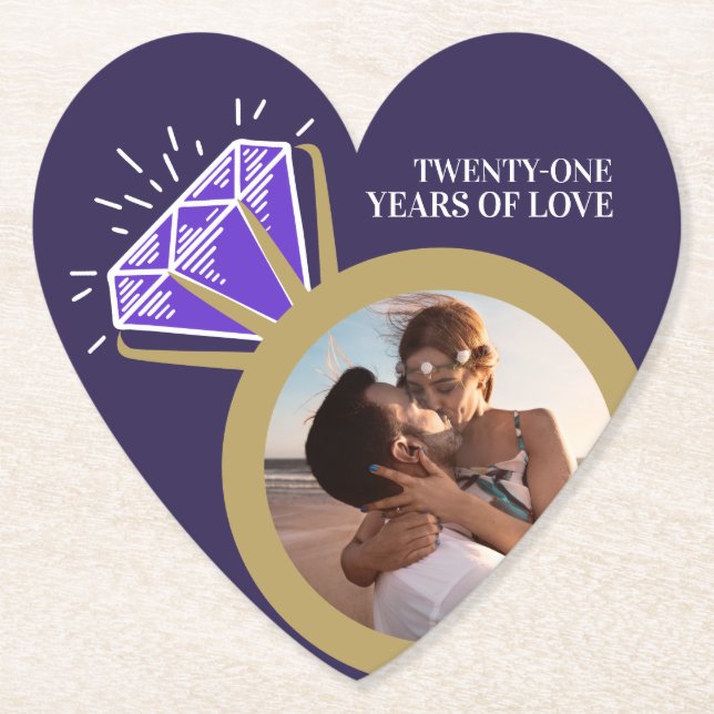 21st anniversary party Iolite purple ring photo Paper Coaster (Front)