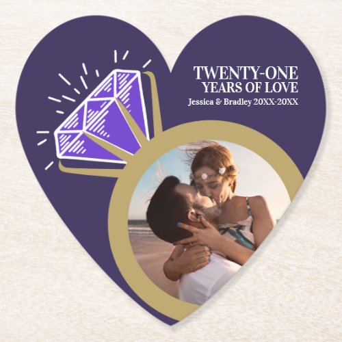 21st anniversary party Iolite purple ring photo Paper Coaster