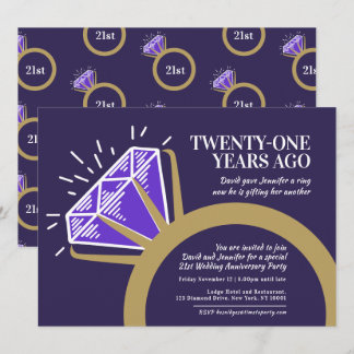 21st anniversary party iolite ring graphic invitation