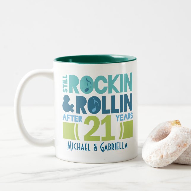 21st Anniversary Personalized Mug Gift (With Donut)