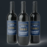 21st Birthday 2002 Add Name Legendary Blue Gold Wine Label<br><div class="desc">Personalized Birthday add your name birthday wine bottle labels. Edit the name and year with the template provided. A wonderful custom blue birthday idea. More gifts and party supplies available with the "Legendary" design in the store.</div>