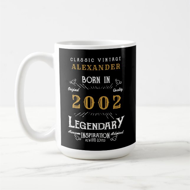 21st Birthday 2002 Add Your Name Legendary Coffee Mug (Left)