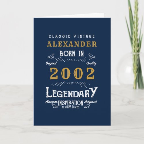 21st Birthday 2002 Vintage Blue Legend Greeting  Card