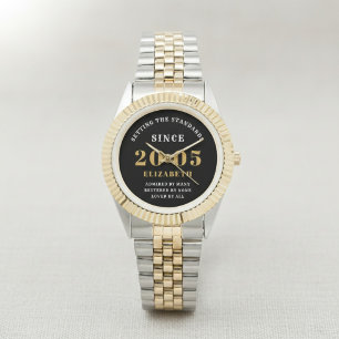 21st Birthday 2005 Elegant Black White Chic Watch