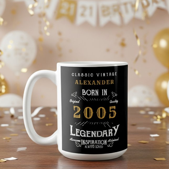 21st Birthday 2005 Legendary Retro Coffee Mug (2005 coffee mug with blurred party background.)