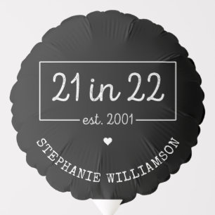 21st Birthday 21 in 22 est 2001 Birthday Party Balloon