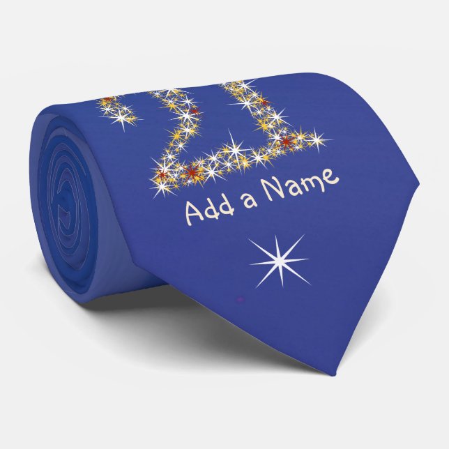 21st Birthday - 21 in stars - Blue Neck Tie (Rolled)