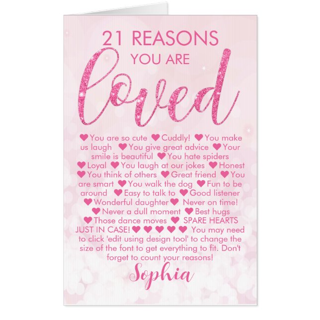 21st Birthday - 21 Reasons We Love You JUMBO Card (Front)