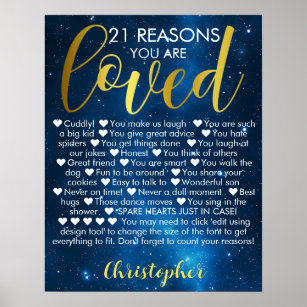 21st Birthday 21 Reasons You Are Loved Poster