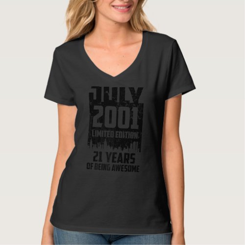21st Birthday 21 Years Awesome Since July 2001 Vin T_Shirt