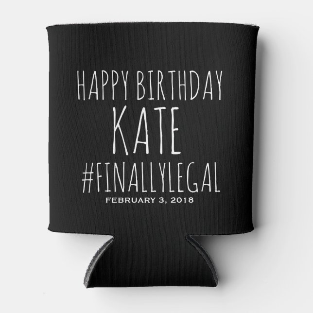 21st birthday, 21st birthday favors, finally legal can cooler (Front)