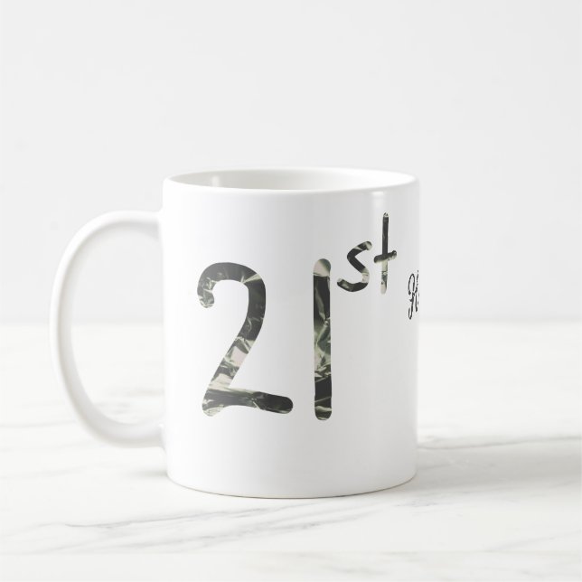 21st birthday add name date year black template go coffee mug (Left)