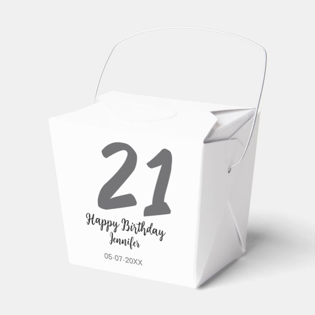 21st birthday add name date year black template go favor boxes (Front Side)