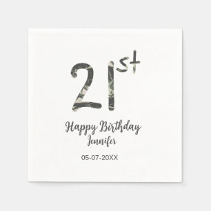 21st birthday add name date year black template go napkins