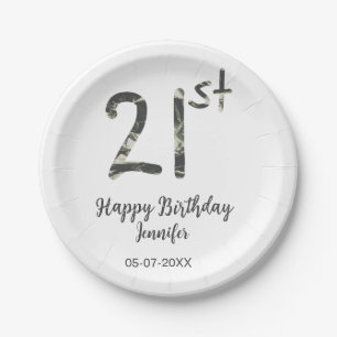 21st birthday add name date year black template go paper plates