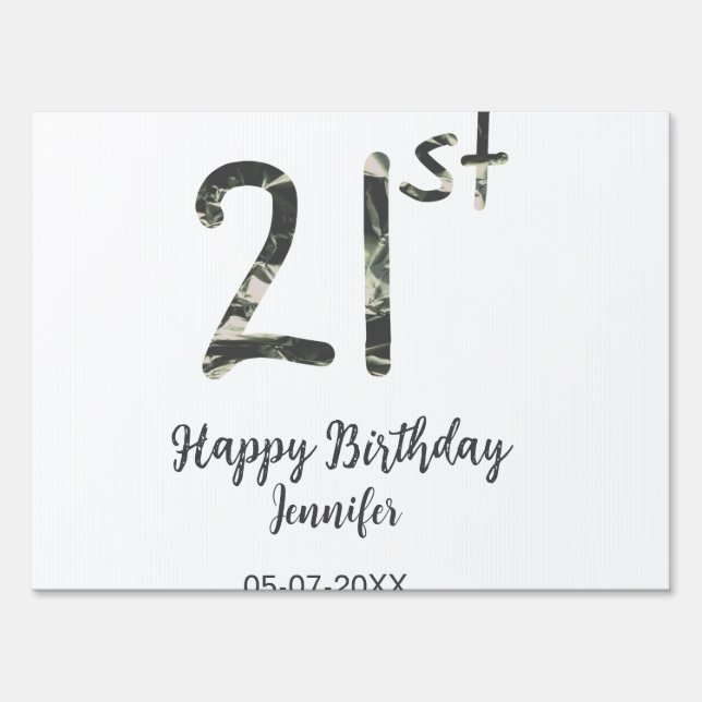 21st birthday add name date year black template go sign (Front)