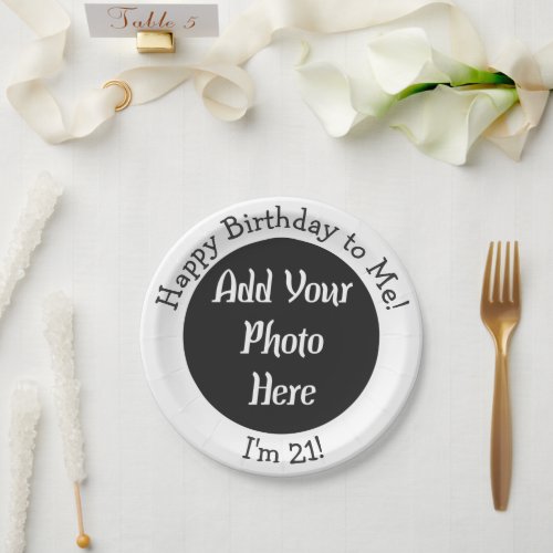 21st Birthday Add Photo Personalized Paper Plate