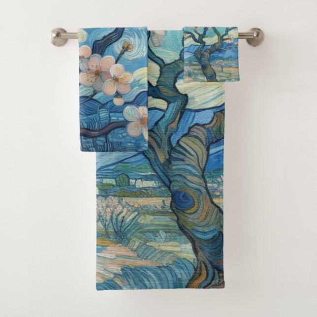 21st Birthday Almond blossom blue-cream  Bath Towel Set (Insitu)