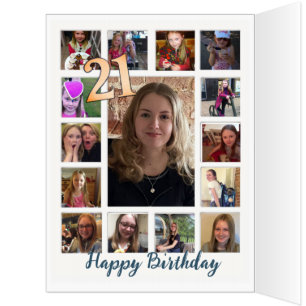 21st Birthday Almond blossom blue-cream Card