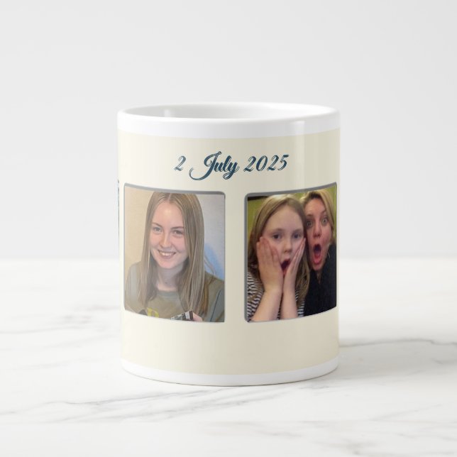 21st Birthday Almond blossom blue-cream  Giant Coffee Mug (Front)