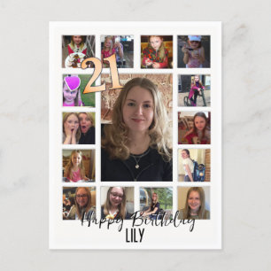 21st Birthday Almond blossom blue-cream  Invitation Postcard