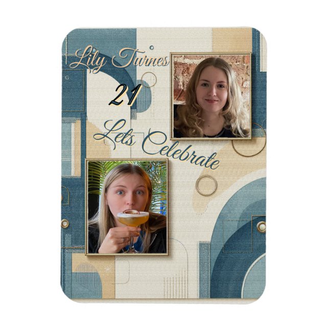 21st Birthday Almond blossom blue-cream  Magnet (Vertical)