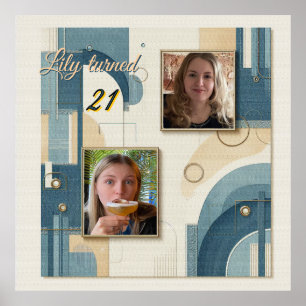 21st Birthday Almond blossom blue-cream Poster