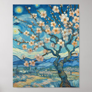 21st Birthday Almond blossom blue-cream  Poster