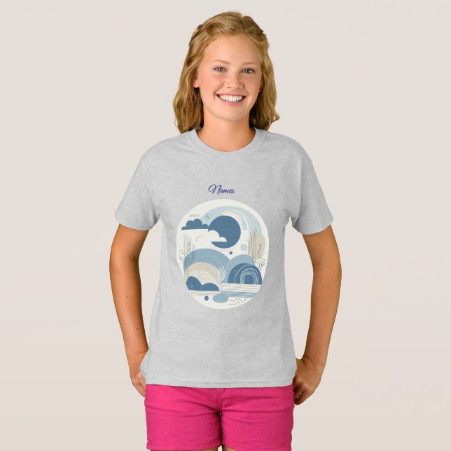 21st Birthday Almond blossom blue-cream  T-Shirt (Front Full)