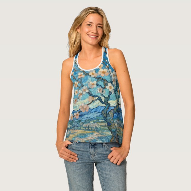 21st Birthday Almond blossom blue-cream  Tank Top (Front Full)