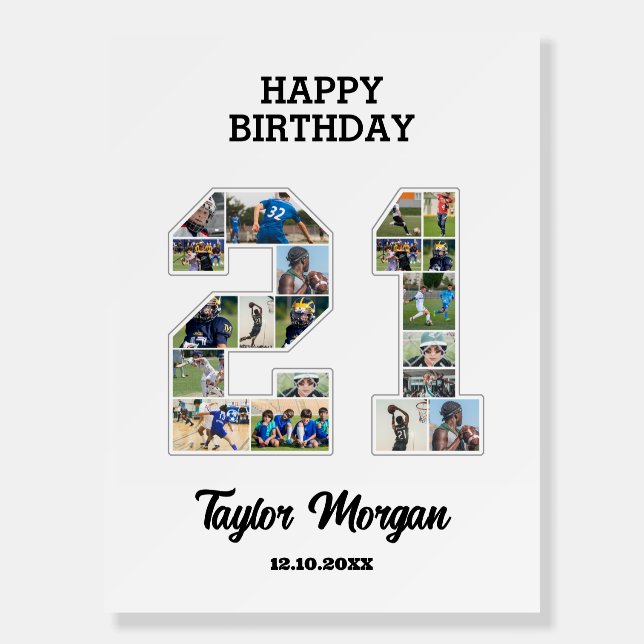 21st Birthday Anniversary Number 21 Photo Collage Foam Board (Front)