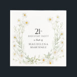 21st Birthday April Birth Month Flower Napkins<br><div class="desc">Pretty white daisies create a floral border. All text is editable.</div>