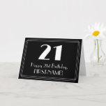 [ Thumbnail: 21st Birthday ~ Art Deco Inspired Look "21", Name Card ]