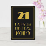 [ Thumbnail: 21st Birthday – Art Deco Inspired Look "21" & Name Card ]