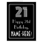 [ Thumbnail: 21st Birthday — Art Deco Inspired Look “21” + Name Card ]