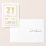 [ Thumbnail: 21st Birthday - Art Deco Inspired Look "21" & Name Foil Card ]