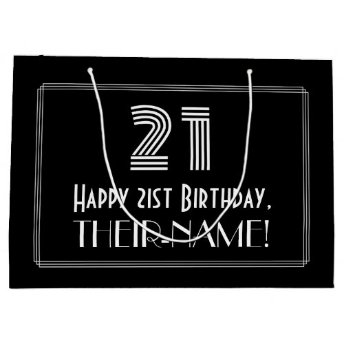 21st Birthday  Art Deco Inspired Look 21  Name Large Gift Bag