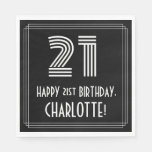 [ Thumbnail: 21st Birthday: Art Deco Inspired Look "21" + Name Napkins ]