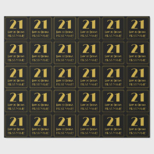 21st Birthday ~ Art Deco Inspired Look "21", Name Wrapping Paper