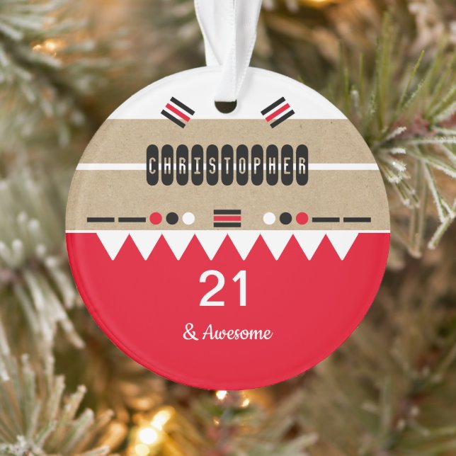 21st Birthday awesome red and white Ornament (Tree)