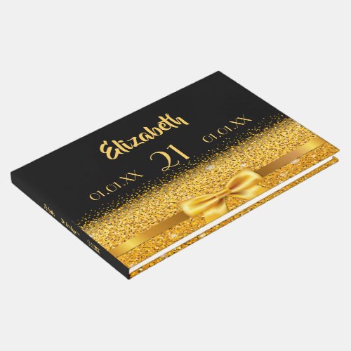 21st birthday balck gold classic elegant name guest book