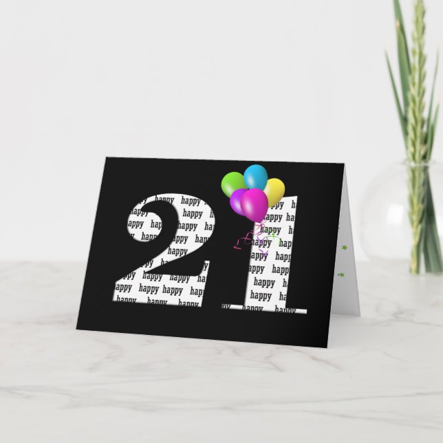 21st birthday balloon bouquet card (Front)